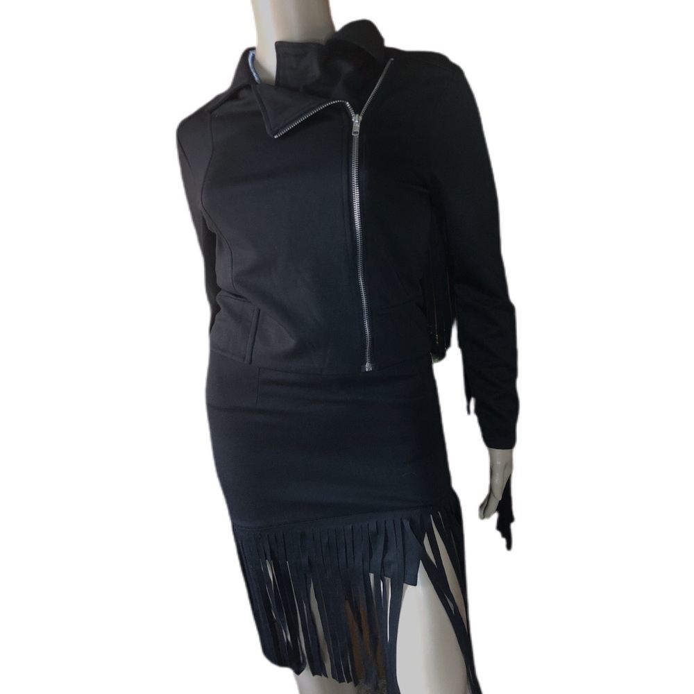 NWT Black Fringed Skirt Set - Picture 2 of 7